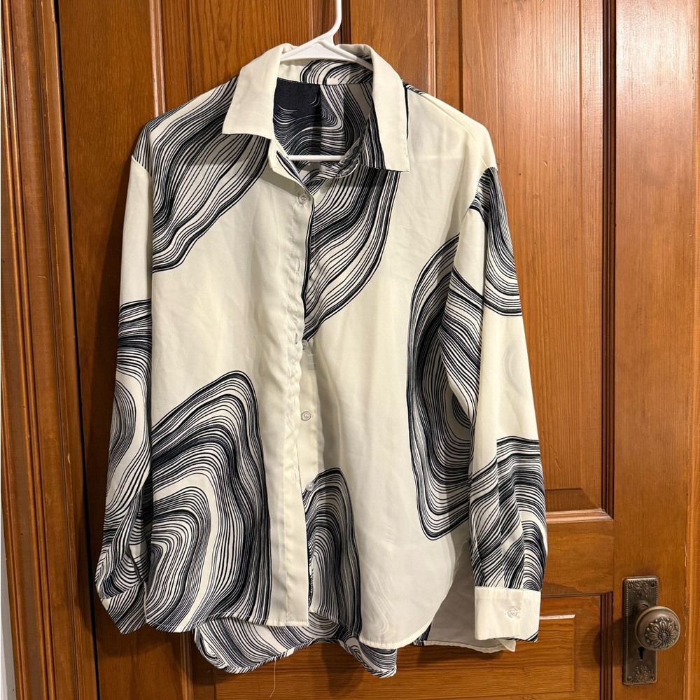 Off white and black Patterned button down